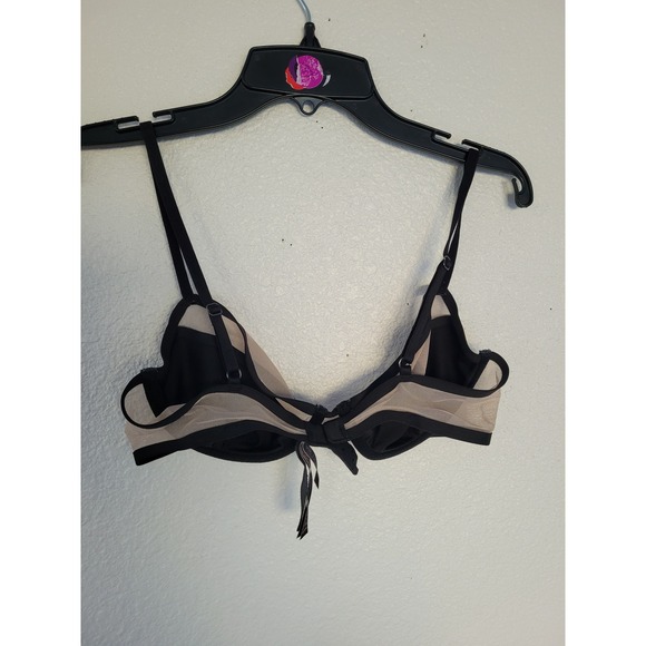 Victoria's Secret Unlined Demi Bra Black‎ Beige Mesh Bow Detail 32D #21 - Picture 4 of 5